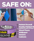 Delicate Surface Painter’s Tape With Edge Lock Technology For Sharp Lines 1 Inch By 60 Yards Pack Of 4 shown for multiple surfaces use.