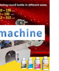 High Speed Round Bottle Labeling Machine Plus Slick Date Printer And Rock Solid Applicator for various bottle sizes up to 150 mm.