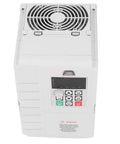 Three Phase VFD Drive 380V 5.5KW Inverter With 0 To 400Hz Range, Eight Stage Programmable PID Control, RS485 Communications For Motor Speed Control, A Real Workhorse For Pumps Fans And Industrial Gear. white motor speed controller with keypad and cooling fan