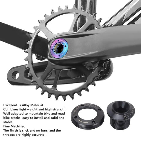 Beefy Titanium Alloy M18 Dub Crank Bolt With M30 Lock Ring Kit Black Replacement Set For DUB Cranksets Lightweight And Rock Solid Hardware For Secure Bike Crank Fixing, installed on crankset