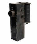 Feed Inlet Assembly For Steel Bar Straightening Machine Heavy Duty Beefy Metal Component With Legs And Guide Eyelet Black Industrial Repair Part For High Volume Material Feeding And Alignment, black steel body