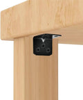 Heavy Duty L Brackets And Corner Connectors For Woodwork, Includes Three Hundred Assorted Screws, Rust Resistant black steel bracket on wood furniture.
