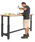 UltraHD Heavy Duty Workbench Table With Solid Wood Top 1000 Lbs Capacity Ideal Garage Workshop And Warehouse Desk Graphite Finish