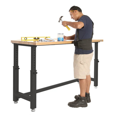 UltraHD Heavy Duty Workbench Table With Solid Wood Top 1000 Lbs Capacity Ideal Garage Workshop And Warehouse Desk Graphite Finish