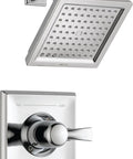 Dryden 14 Series Shower Trim Kit With Single Spray Touch Clean Head Chrome Finish T14251 Valve Not Included For An Easy DIY Upgrade To A Sleek High Flow Shower Experience, featuring a square showerhead and control handle in chrome.