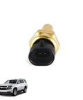 Engine coolant temperature sensor with brass body and black 2-pin connector.