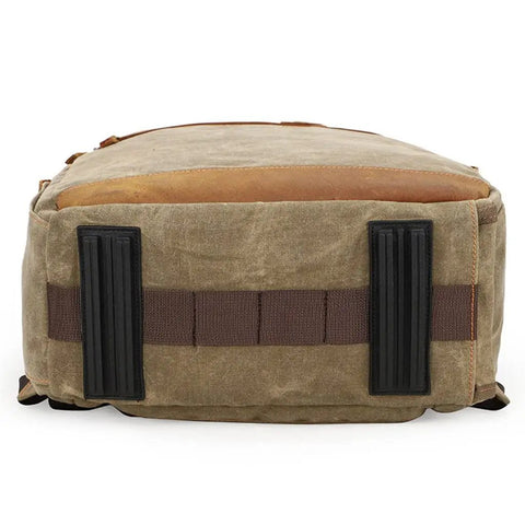 Bottom view of Waterproof Camera Backpack With Hidden Side Access, Retro Batik Canvas DSLR Shoulder Bag for Men and Women