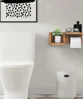 Wooden Toilet Paper Holder Wall Mount With Shelf Farmhouse Bathroom Storage Rack holding plant and accessories