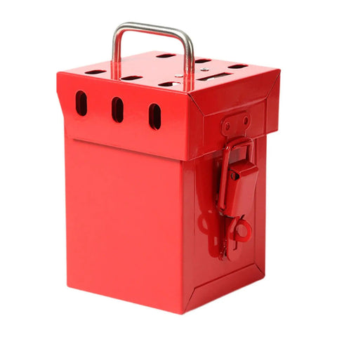 Heavy Duty Industrial Lockout Lock Box Featuring Grab And Go Group Safety Stash For Tags And Hasps Secure On Site Padlock Storage, 110mm red steel
