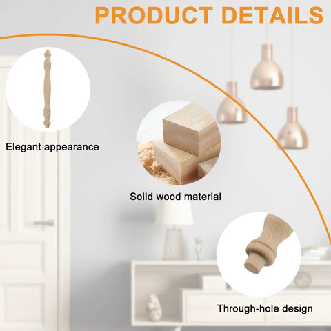 Solid Unpainted Wood Spindles Set Of Six Straight Up Smooth Finish Unfinished Balusters for Dope DIY crafts showing solid wood and elegant design.