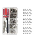 105 Piece Thread Repair Kit M2 To M6 With Premium 304 Stainless Steel Inserts For Stripped Threads, Quick Fixes For Home, Auto And Machinery Projects, One Complete Set. M2-M4 inserts in organizer with tap, drill and tool bits