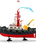 Dope Seaport Style RC Tug Boat With Water Sprayer 2.4GHz Remote Control Harbor Fire Rescue Ship with life raft and boom