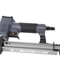 Heavy Duty Pneumatic Brad Nailer With 100 Nail Capacity Air Powered Woodworking Tool For Framing Quiet Operation Zero Hassle Loading And Straight Shooter Accuracy, close-up view demonstrating features.