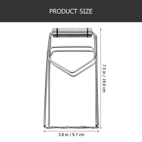 Heavy Duty No Burn Bowl Gripper Slick Stainless Steel Heat Resistant Pot Tongs Non Slip Dish Lifter measuring 7.5 x 3.8 inches.