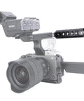 Rock Solid Cheese Mount Camera Extension Handle Grip For Pro DSLR Video Rig Setup With Full Body Threading And Reliable Arri Quarter Inch Mounts For Shoot Ready Filmmaking Support on Sony camera with lens.
