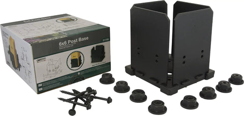 Heavy Duty 6x6 Post Base Kit For Pergolas And Decks Galvanized Steel Includes Base Plate Decorative Plates Hex Cap Nuts OWT Timber Screws Built Tough To Weather The Elements
