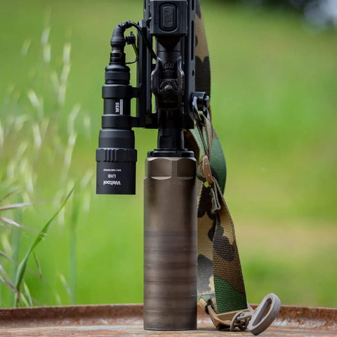 Rifle setup with LH8 V2 Weapon Light Head Potted 5700K, 128000 CD, 1650 LM, Long Throw 782.38 Yards For W65 and W35 Bodies Or Surefire M600DF Black
