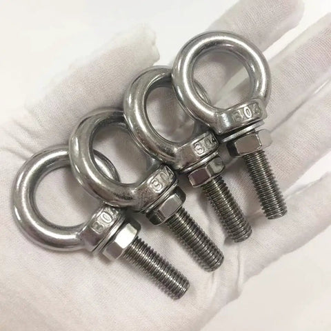 Heavy Duty Stainless Steel Shoulder Eye Bolts 4 Pack M8 Eyebolt Set With Nuts And Washers 5 16 Inch By 1.18 Inch Lifting Rings Built For Secure Load Handling And Rugged Quick Hookups 30mm Thread Length, 304 stainless steel eyebolts with nuts and washers