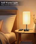 Bluetooth WiFi RGB Bedside Lamp With 3 USB Ports And 2 Outlets Power Strip Dimmable LED Bulb on nightstand