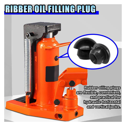 6 Pack Bottle Jack Oil Filler Plugs, 8mm Rubber Hydraulic Filler Plugs Bung for Floor Jacks with jack and plugs shown