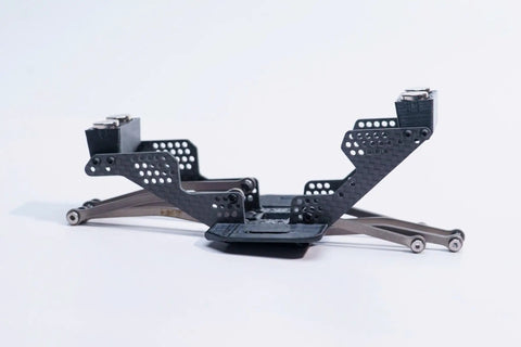 Trekker18 LCG Titanium RC Crawler Chassis Upgrade For Ascent 18, side view showcasing carbon linkages TT-0019