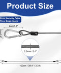 Product size diagram for Tough As Nails Security Steel Cable With Snap Hook 3 Point 3 Feet PVC Coated Double Loop Wire Rope Lock