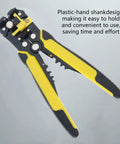 Compact ABS Cable Stripper Crimping And Cutting Tool Easy Grip Ergonomic Handle with yellow grips for wire cutting and stripping.