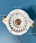 Top view of Dual Nozzle Micro Hydroelectric Water Turbine For Off Grid Power Portable 100W Hydropower Generator with dimensions