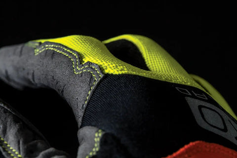 Close-up of Hi Viz Pro Work Gloves with reflective accents and EXO embossed palm, medium size, showcasing grippy durability.