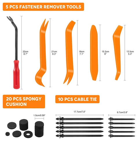 135 Piece Universal Car Bumper Retainer Clips Kit With Six Sizes Of Fasteners Plus Auto Trim Removal Tools Cable Ties And Sponge Cushions