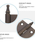 Heavy Duty Copper Cabinet Butt Hinges Thickened Decorative Door Hardware for DIY Cabinets and Cupboards, close-up view.