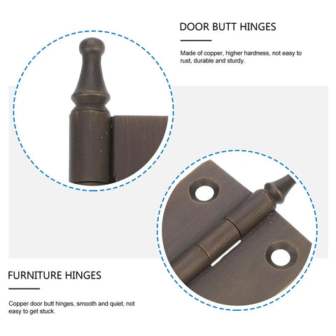 Heavy Duty Copper Cabinet Butt Hinges Thickened Decorative Door Hardware for DIY Cabinets and Cupboards, close-up view.