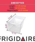 Crisper Drawer Replacement For Refrigerators 240337103 Clear Easy Install Fridge Crisper Tray with dimensions shown