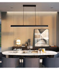 LED Long Modern Pendant Light Simple Style Droplight for Dining Room Restaurant Decoration Long Hanging Lamp Lighting Fixture in black.