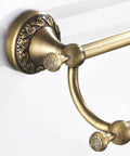 Antique Brass Adjustable Double Towel Bar Wall Mount Rack, Vintage Design, Close-up of Decorative Wall Mount