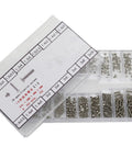 Top Shelf 486 Piece Stainless Steel Micro Screw Assortment Kit Featuring M1.2 M1.4 M2 Sizes In A Heavy Duty Plastic Box with stored screws.