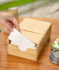 Spring Loaded Coffee Sleeve Dispenser For Homes And Restaurants Natural Bamboo Cup Sleeve Organizer with hand grabbing sleeve