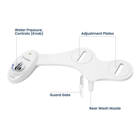Neo 110 Non Electric Bidet Attachment For Toilet Seat With Single Nozzle And Rear Wash, Adjustable Water Pressure Knob