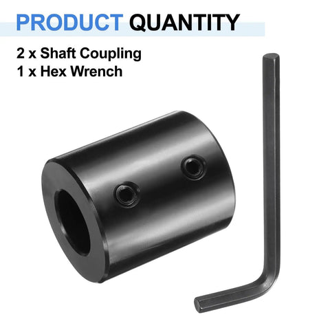 Rigid Heavy Duty Shaft Coupling Seven Eighths Inch Bore One And Three Quarters Inch Outer Diameter Two Inch Length Black Oxide Plated Steel with hex wrench and screws.