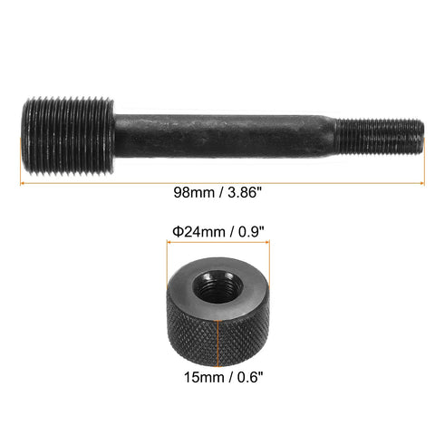 Pro Grade Heavy Duty Hydraulic Knockout Punch Draw Stud Kit With M20 x 1.5 And M10 x 1 Threads, 98mm Length, shown with lock cap.