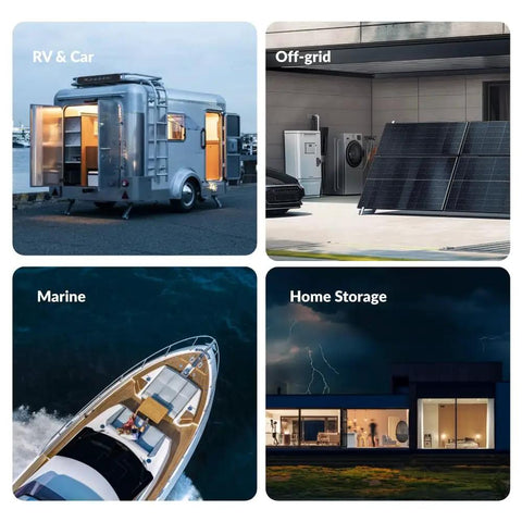 Badass Heavy Duty 24 Volt 314Ah LiFePO4 Battery Bank With 300A Smart Bms Bluetooth Connectivity For Rv Motorhomes Home Solar Storage Off Grid Adventures And Boat Power showcased in RV, marine boat, off-grid solar, and home storage settings.