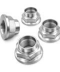 2 Piece Car CV Axle Nut Replacement Kit OEM 902170049 with steel spindle lock Lug nuts for Forester Crosstrek Tribeca shown up close