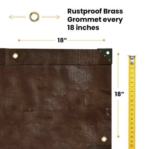 Close-up of 10x20 Foot Heavy Duty Poly Tarp 16 Mil Waterproof UV Resistant With Rustproof Grommets Tear And Rip Resistant corners