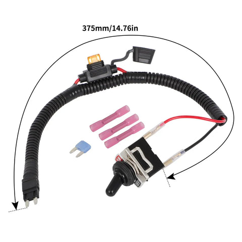 Fuse Bypass Switch Kit For ATM Mini-Fuse Towed Vehicles with 14.76 Inch Line, Rocker Toggle Switch, Waterproof Cap Cover