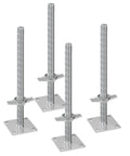 Four Pack Beefy Adjustable Leveling Jacks For Baker Style Scaffolding, 18.2 Inch Height Range, 3307 Lb Total Load Capacity