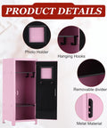 Amp Up Your Desk Setup With This Super Cute Mini Metal Locker Set Of Two Compact Desktop Money Safe With Lock Keys Premium Gloss Stash Box For Cash Jewelry Snacks Light Pink And Yellow with interior hooks and photo holder.