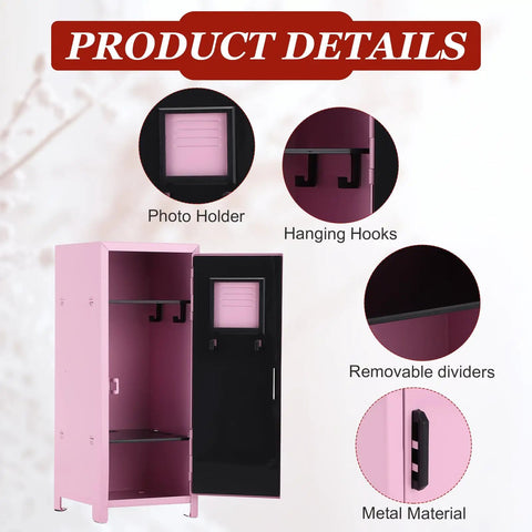 Amp Up Your Desk Setup With This Super Cute Mini Metal Locker Set Of Two Compact Desktop Money Safe With Lock Keys Premium Gloss Stash Box For Cash Jewelry Snacks Light Pink And Yellow with interior hooks and photo holder.