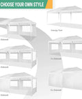10x20 Foot Pop Up Canopy Tent Instant Shelter With 6 Sidewalls Durable Waterproof Portable Gazebo UPF 50 Plus display options