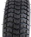 Close-up of tread pattern on Beefed-Up 9 Inch Wheel With 9x3.50-4 Tires And 3.00-4 Inner Tube for Scooter, Skateboard, Pocket Bike.