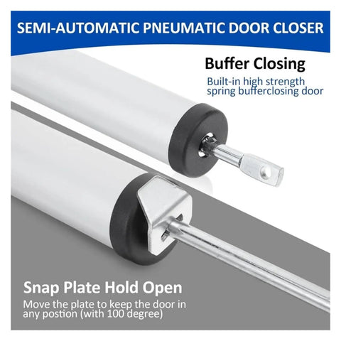 Two Pack Heavy Duty Pneumatic Door Closer With Soft Close Auto Action Adjustable Speed Built In Positioning Stop Universal